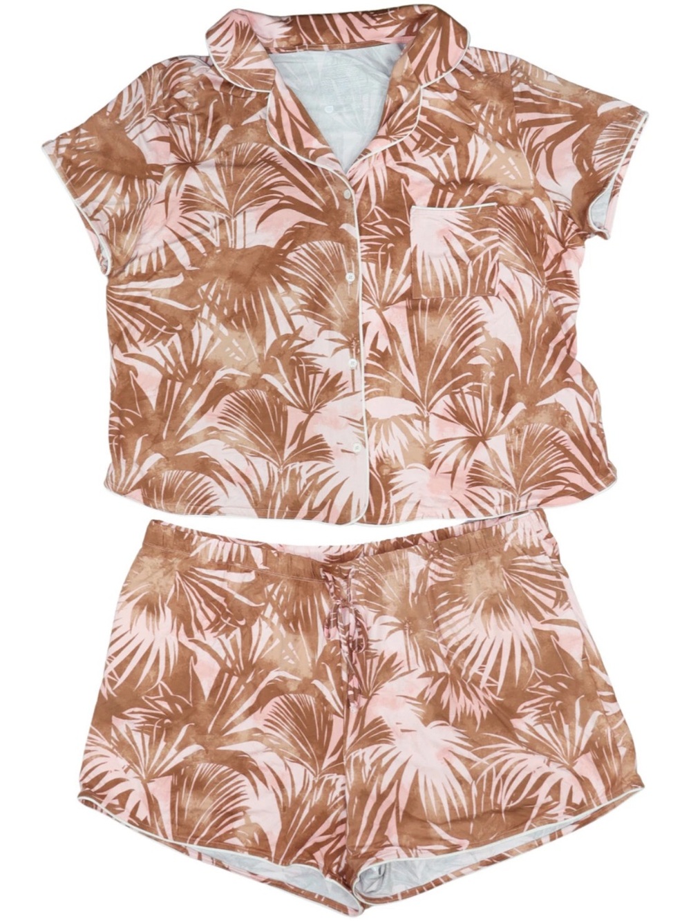 State of Day Women's 2-Pc short sleeve shorts Pajamas Set floral pink plus size